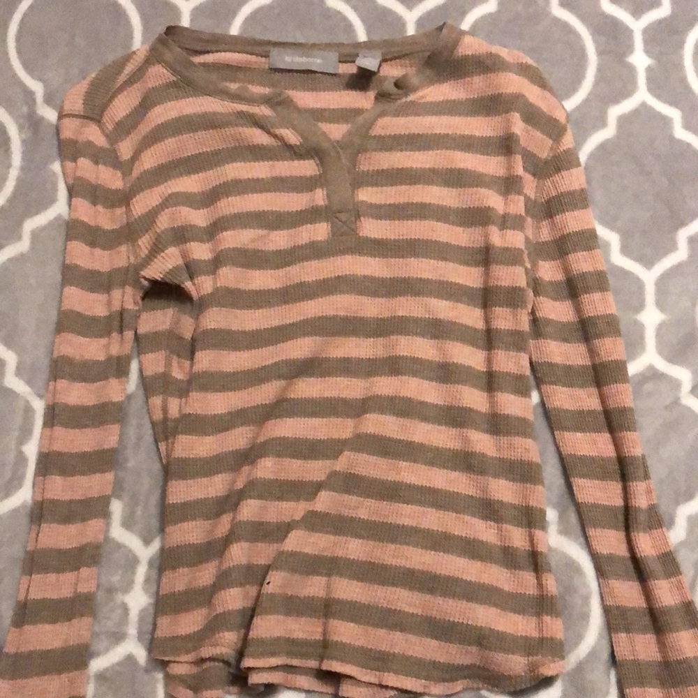 Pink and light brown striped top